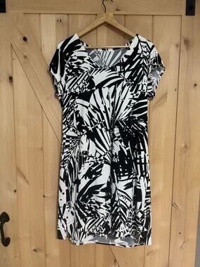L.L. Bean | Sunsmart UPF 50+ Black White Short Sleeve Dress | Size XL